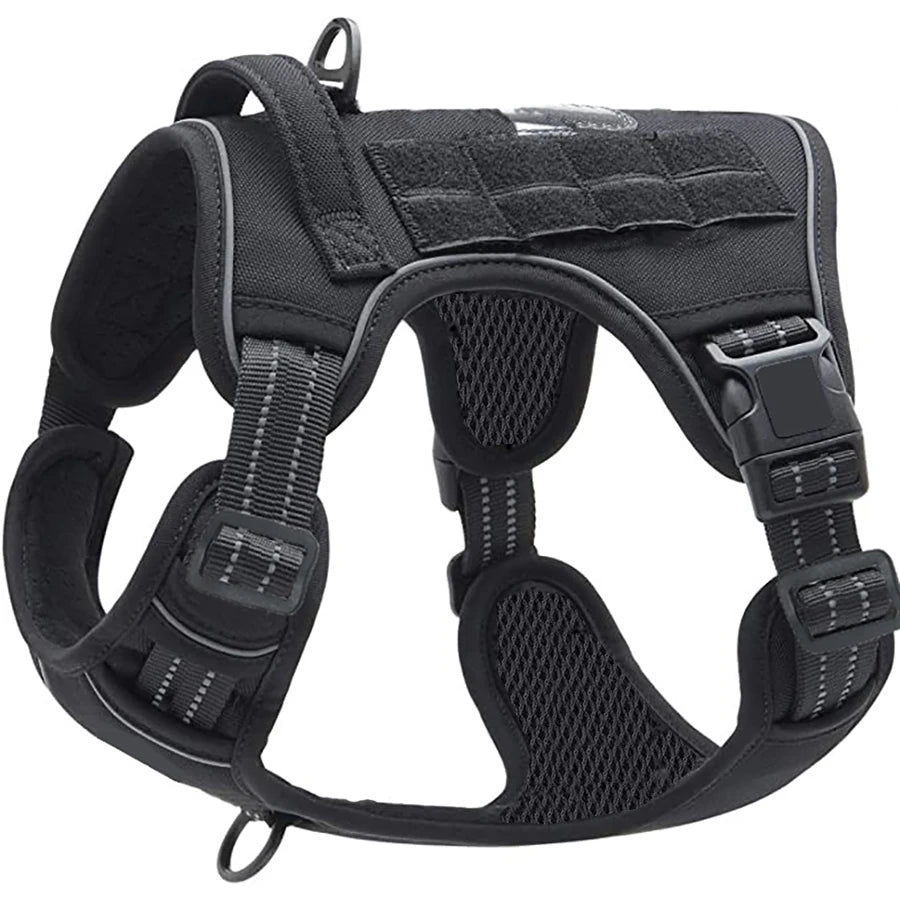 Durable Military-Style Vest with Reflective Straps & Secure Control Handle Dog Harness