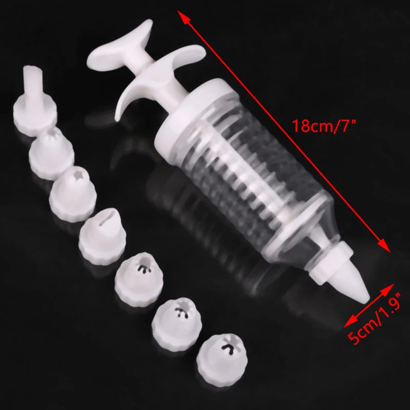 Plastic 8 Pipe Baking Nozzle Dispenser With Syringe