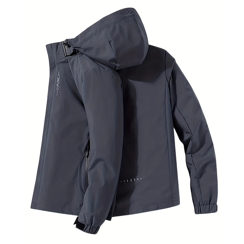 Men's Spring/Autumn Waterproof Jacket With Detachable Hood Sizes M-5XL