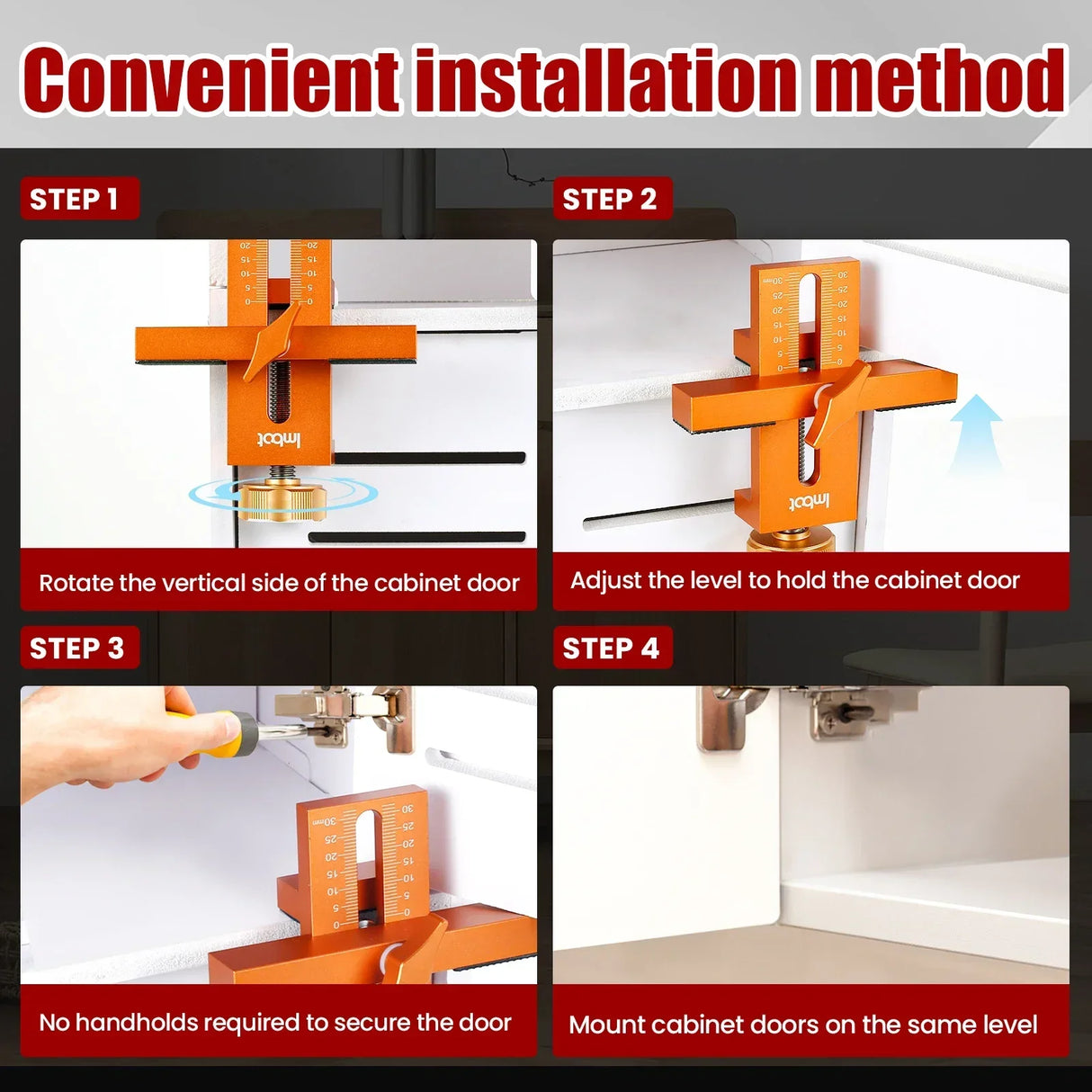 2 in 1 Woodworking Cabinet Door Installation Rebounding Device Drilling Tool