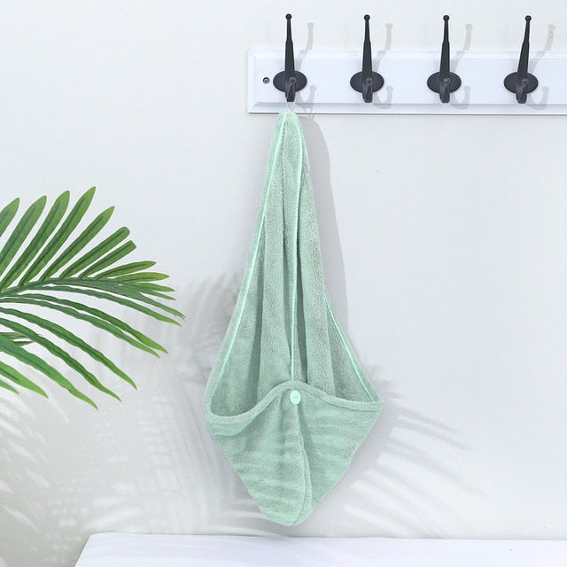 Absorbent quick -drying hair towel.