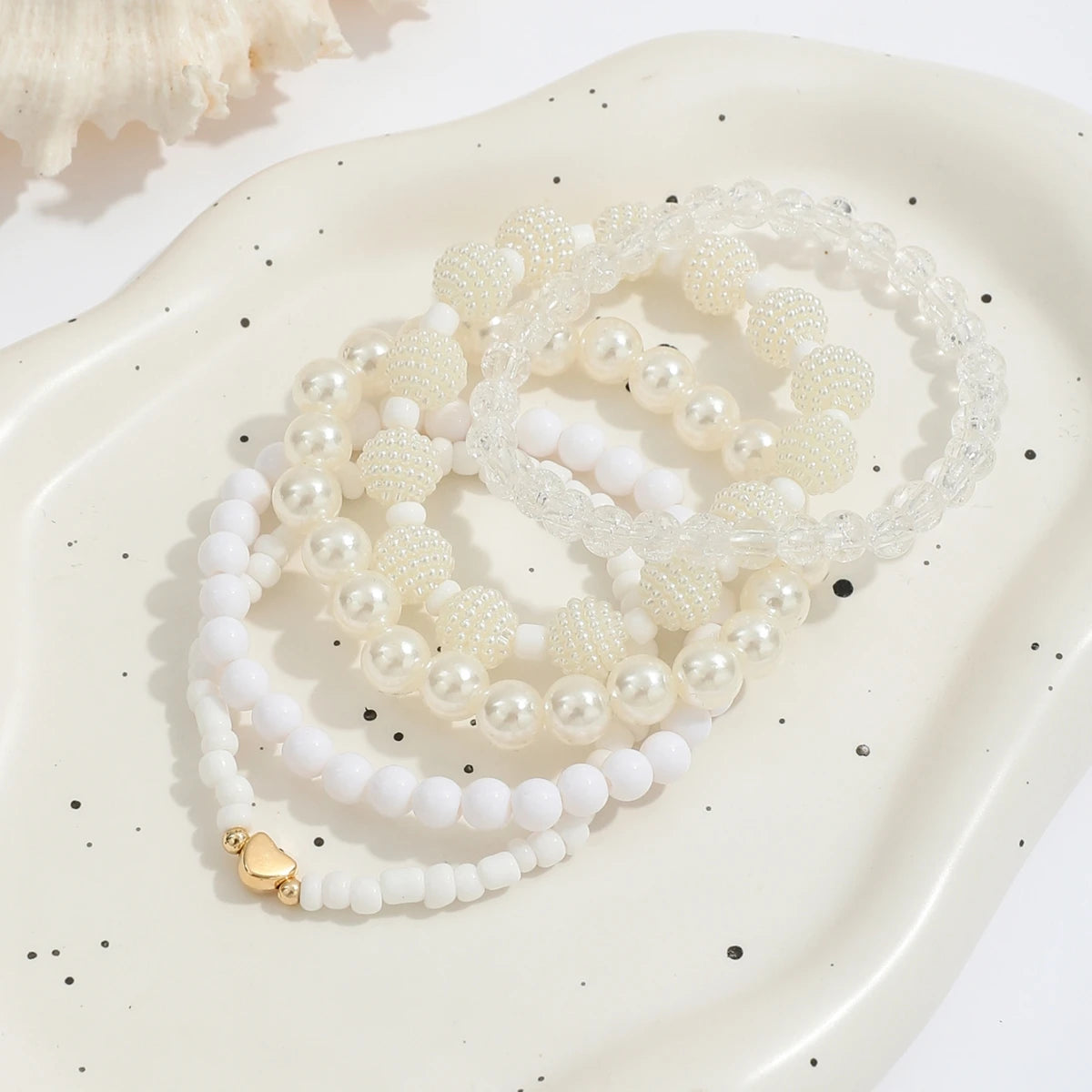 Elegant Handmade White Faux Pearl Bead Bracelet