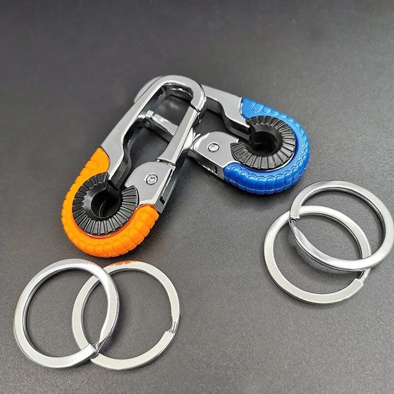 Stainless Steel, Double Ring Carabiner Keychain Buckle Clip.
