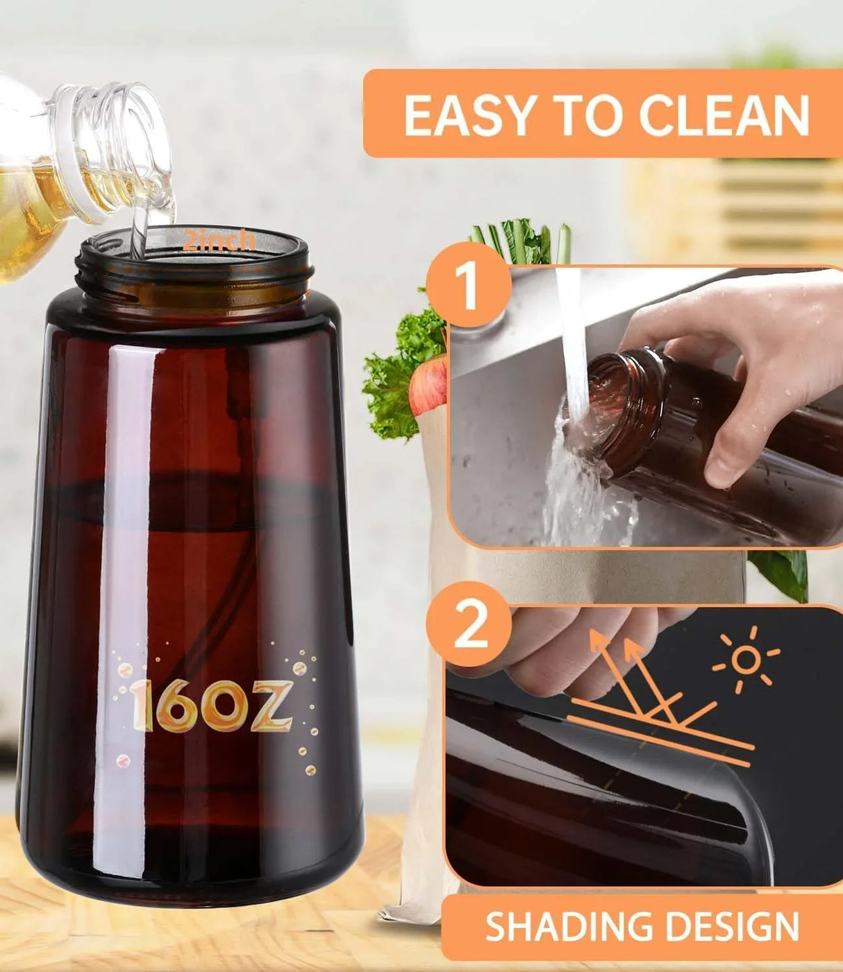 2-in-1 16 OZ Glass Leakproof Oil Sprayer & Dispenser For Cooking