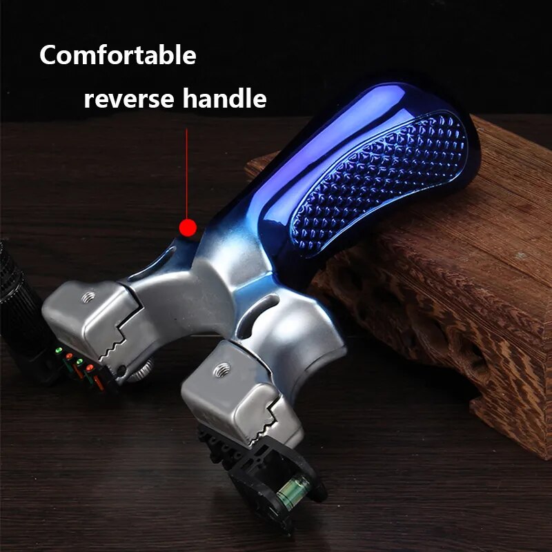 Laser Aiming Anti Slip Gradient Blue Slingshot.