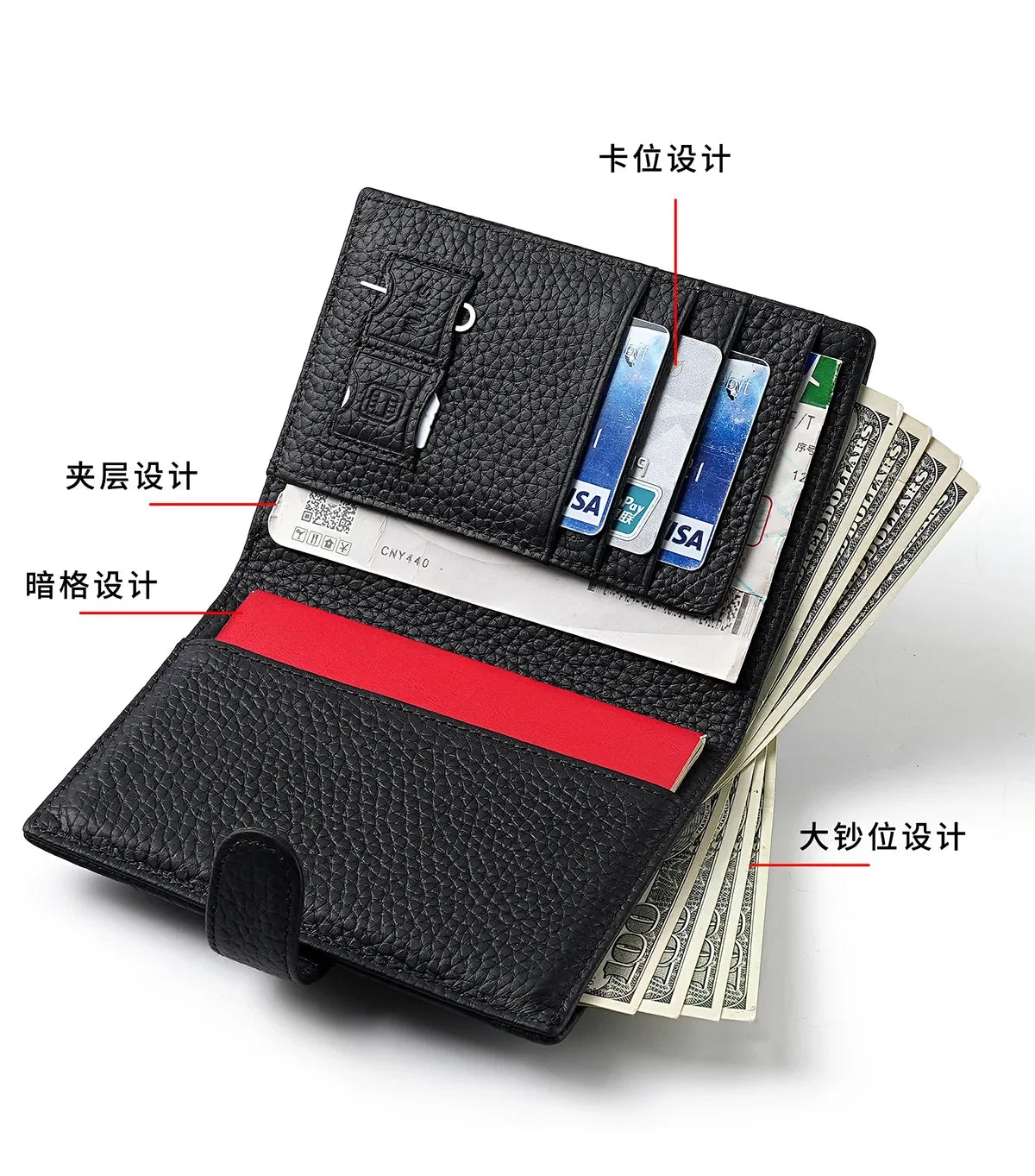 Men Or Women's RFID Slim Leather Passport Holder With Card And Money Slots