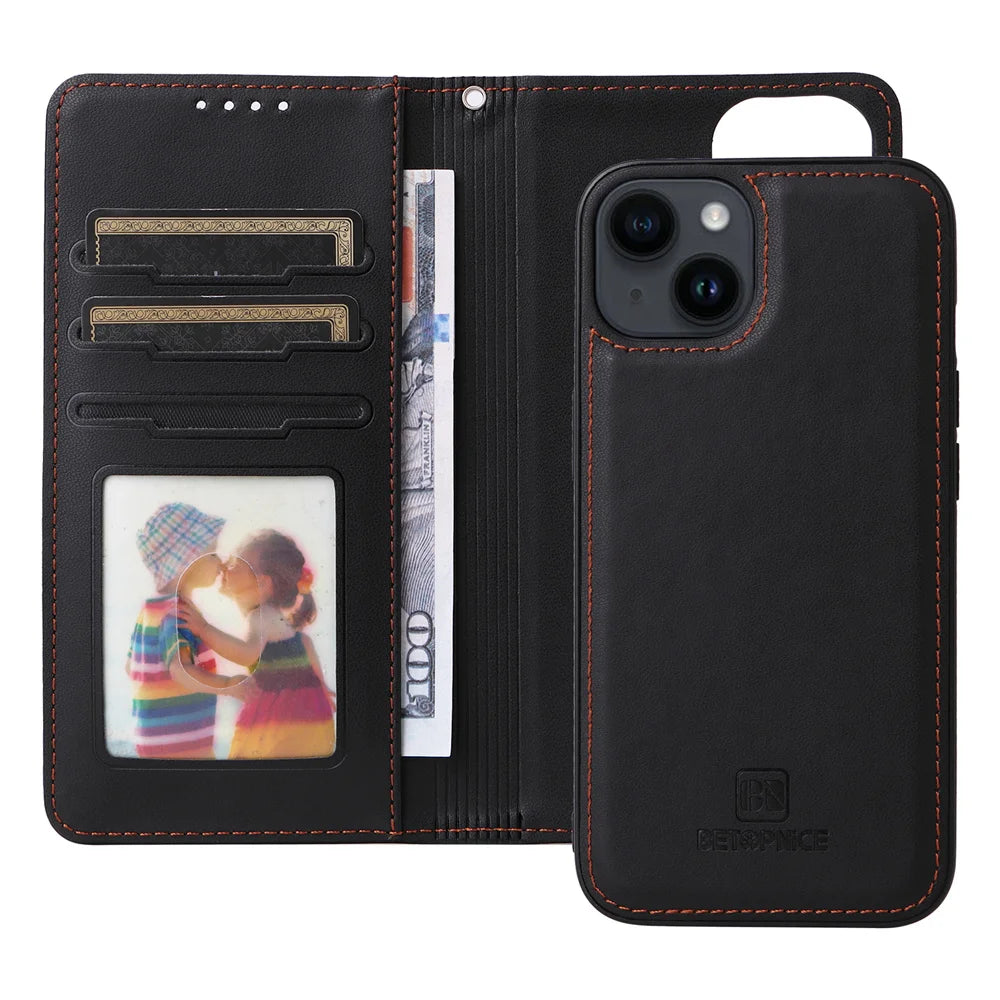 BETOPNICE 2 in 1 Detachable Magnetic Leather Case for iPhone 15 Pro Max 12 13 Mini 14 Plus