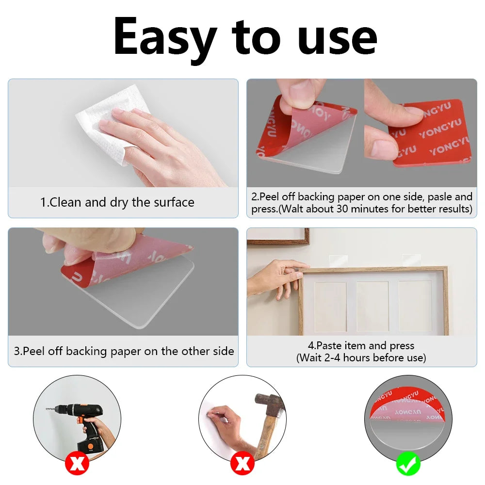 10PCS Double Sided Heavy Duty 40/80MM Clear Removable Tape