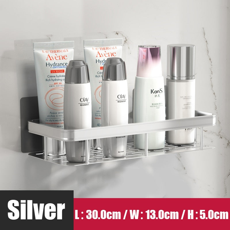 Adhesive Aluminum Storage Organizer For Bathroom Accessories.