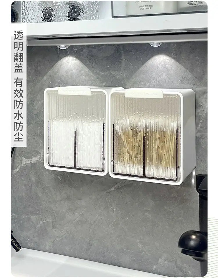 Wall Mounted Qtip Cotton Ball Floss Canisters With Lids
