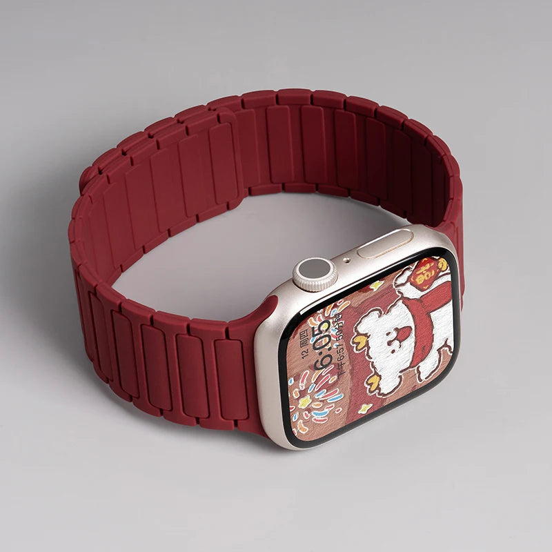 Silicone Magnetic Strap for Apple Watch 46mm 42mm 49mm 45mm 41mm 44mm 40mm Band For IWatch Ultra 2 Series 10 9 8 7 6 SE 5 4 3