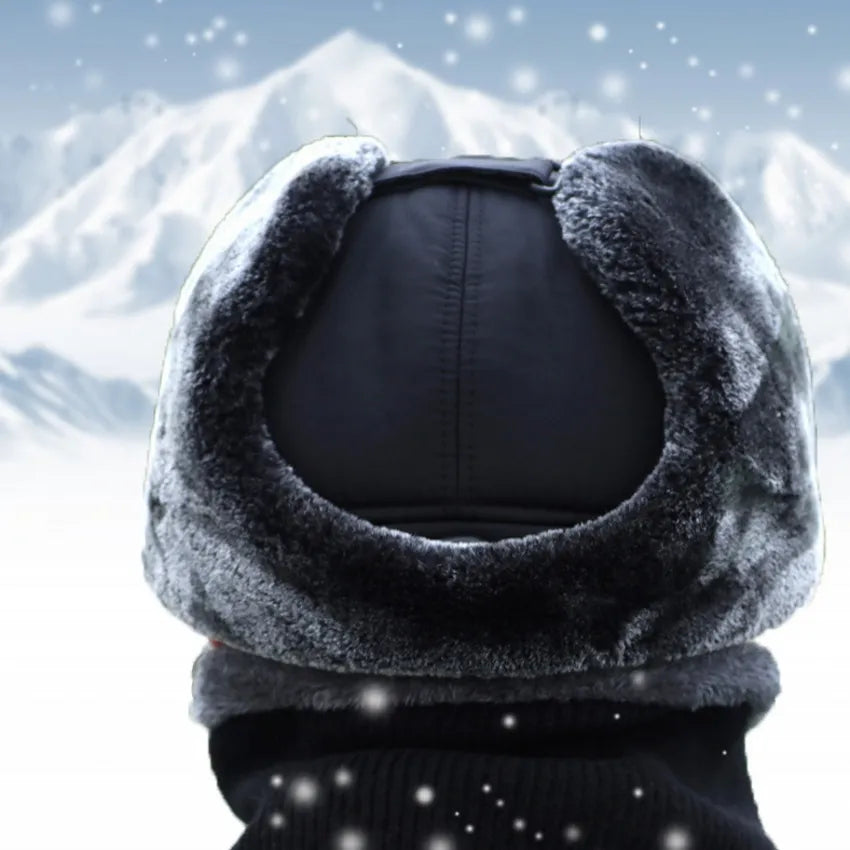 Men Or Women's Outdoor Thick Warm Hat With Ear Flaps And Removable Mask