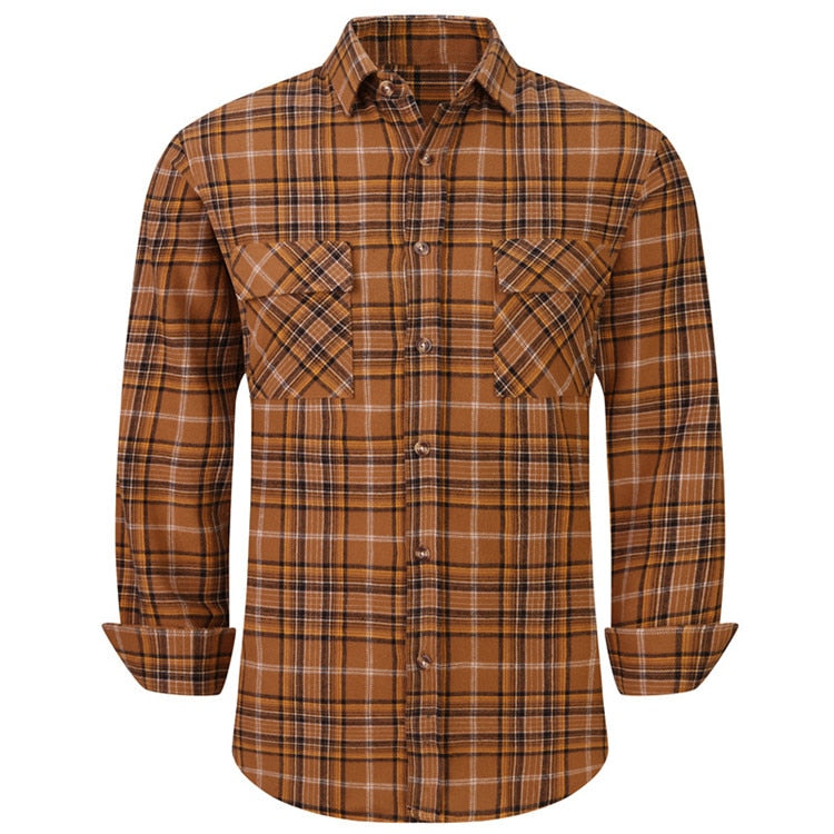 Men's Plaid Flannel Casual Long-Sleeved Shirt. Sizes For (USA SIZE S M L XL 2XL)