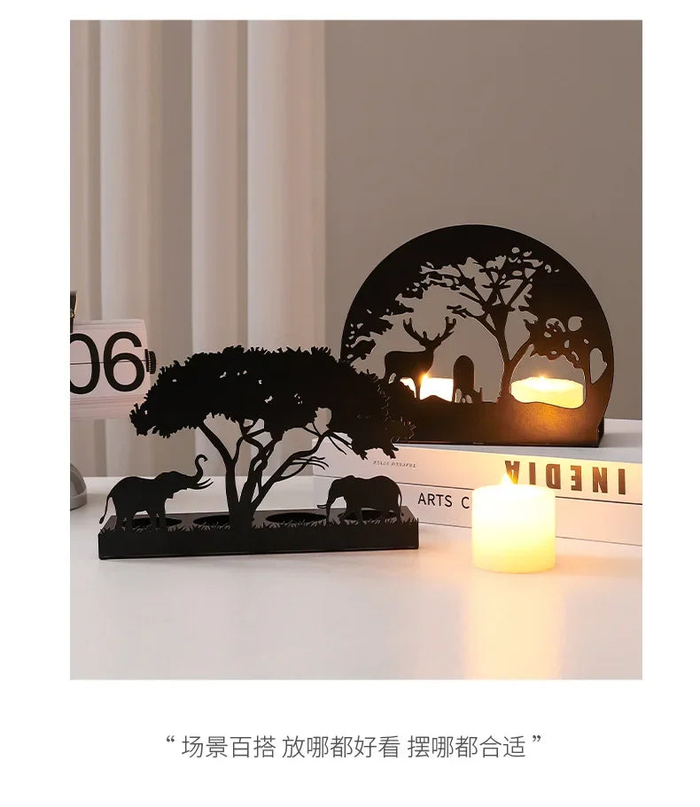Metal Black Luminous Decoration Candle Holder
