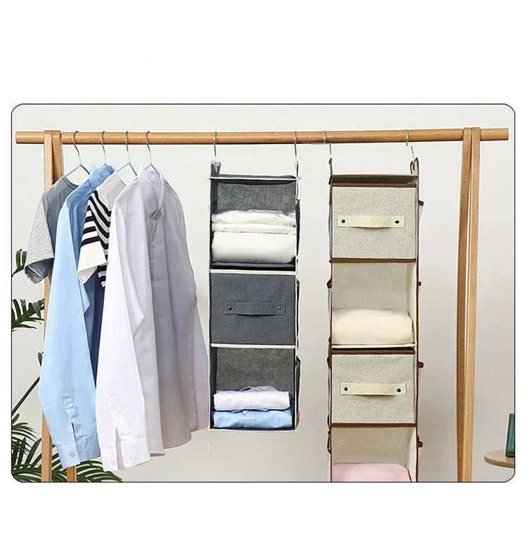 Hanging Non-woven Wardrobe Organizer With Optional Pockets And Drawers