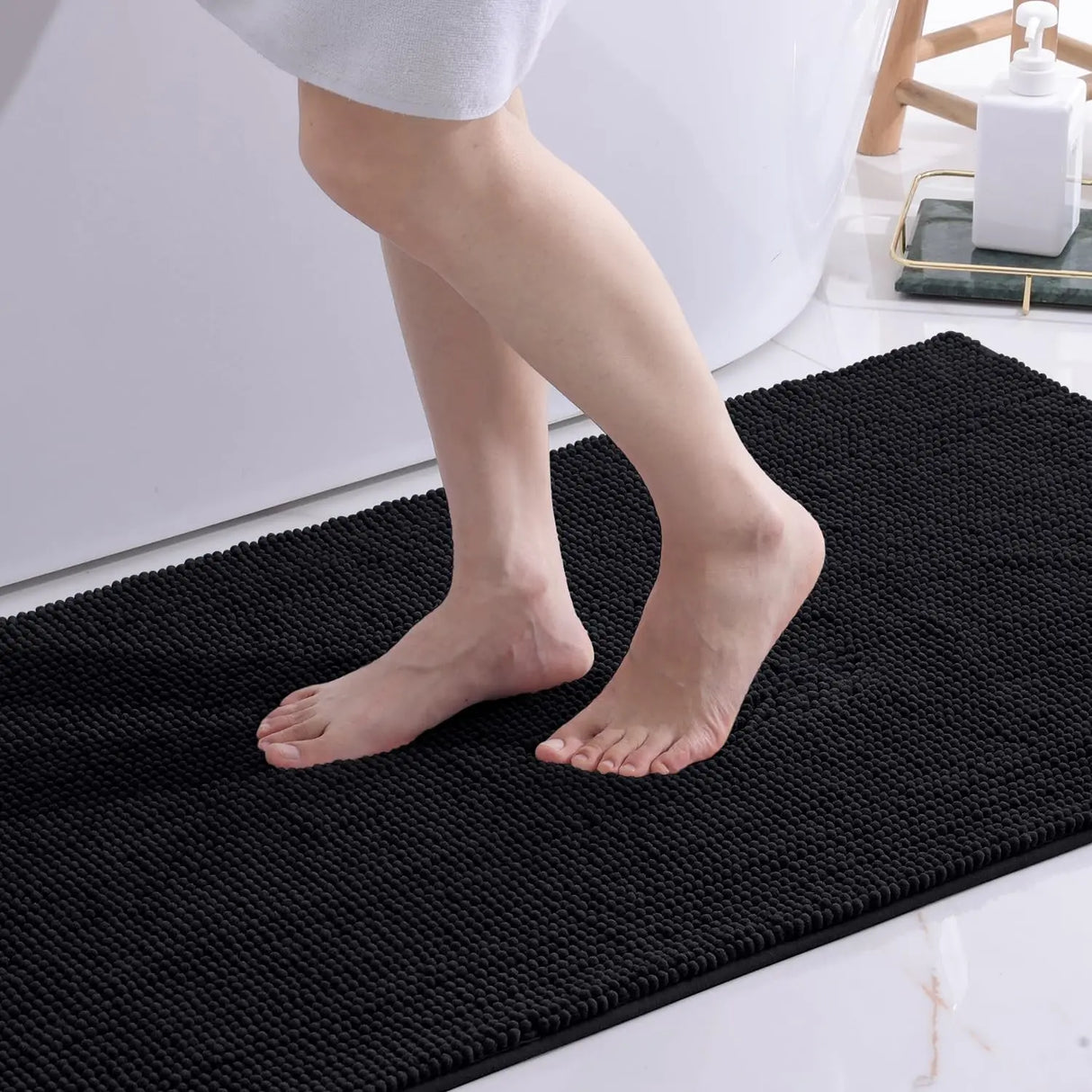 Kitinjoy Chenille Non-slip Washable Quick Drying Bath Mat