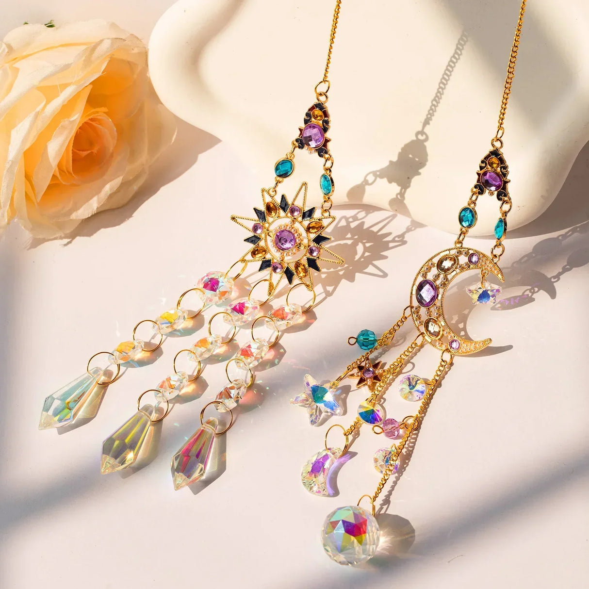Window Or Garden Hanging Sun Catchers with Crystals And Rhinestones