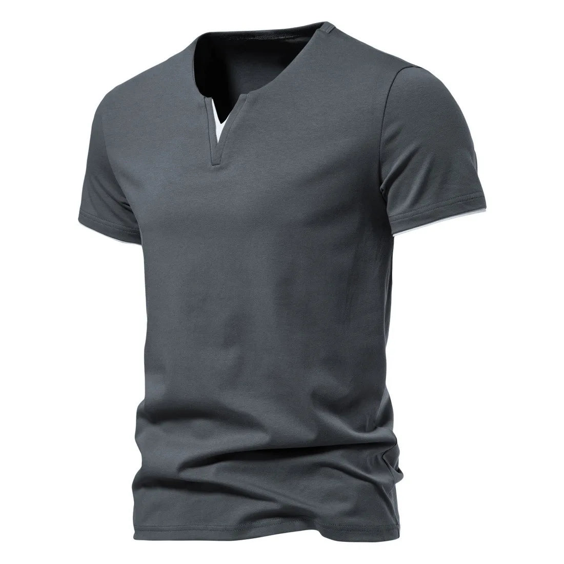 Men's Short Sleeve Henley Casual Cotton V Neck T-Shirt