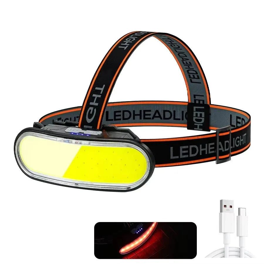Powerful Headlamp With COB LED Built-in Type-C Rechargeable Battery