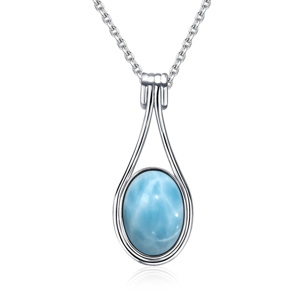 Oval 10X14MM Sterling Silver Platinum Natural Labradorite Pendants