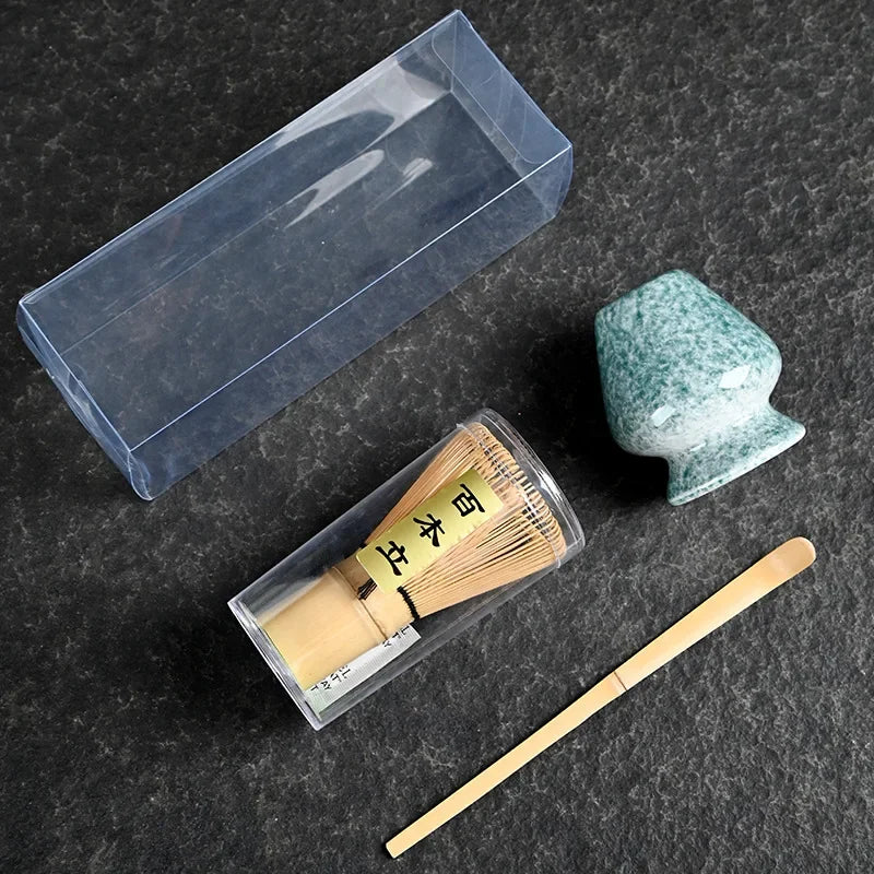3/4pcs Matcha Bamboo Whisk Teaspoon And Ceramic matte Bowl