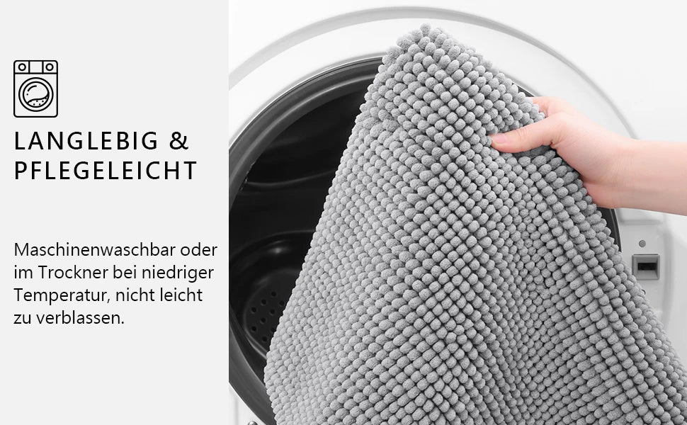 Kitinjoy Chenille Non-slip Washable Quick Drying Bath Mat