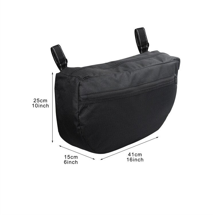 Stroller organizer bag for diapers, baby bottles and toys.