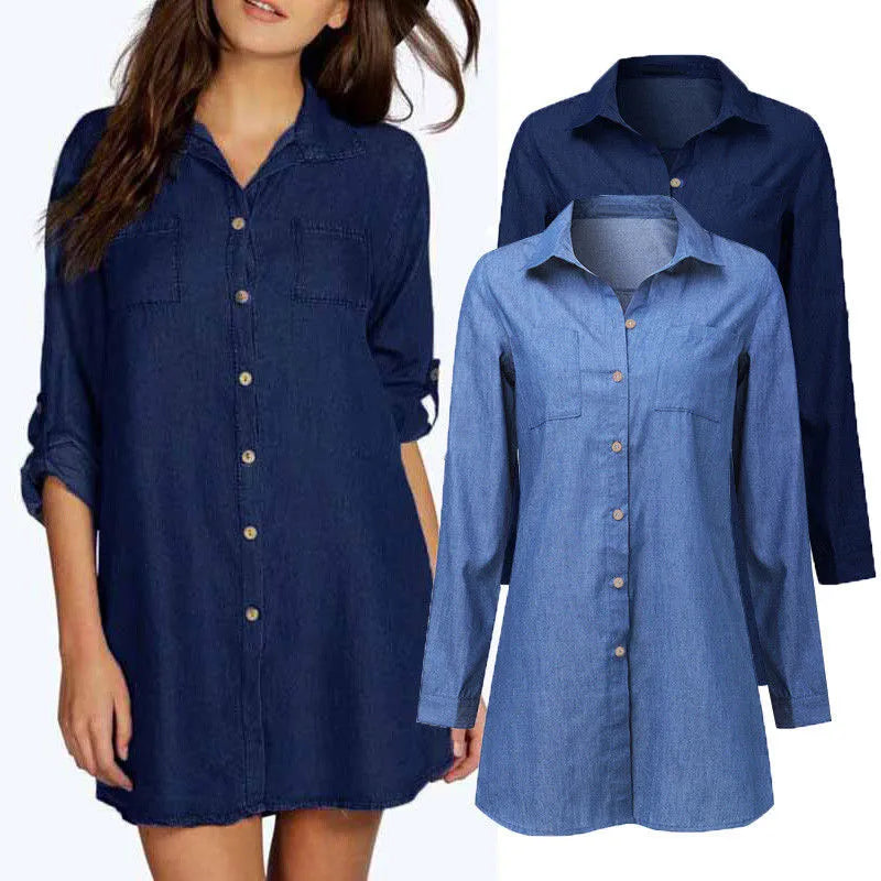 Women's Casual Loose Denim Shirts.