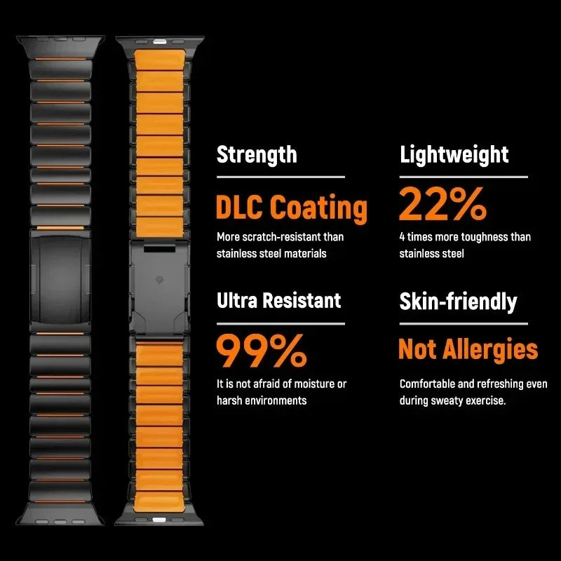 Luxury Titanium Strap for Apple Watch Ultra 3/2 49mm Series 11 10 46mm 45mm 44mm 42mm Or Silicone Bracelet For iwatch 9 8 7 6 SE 5