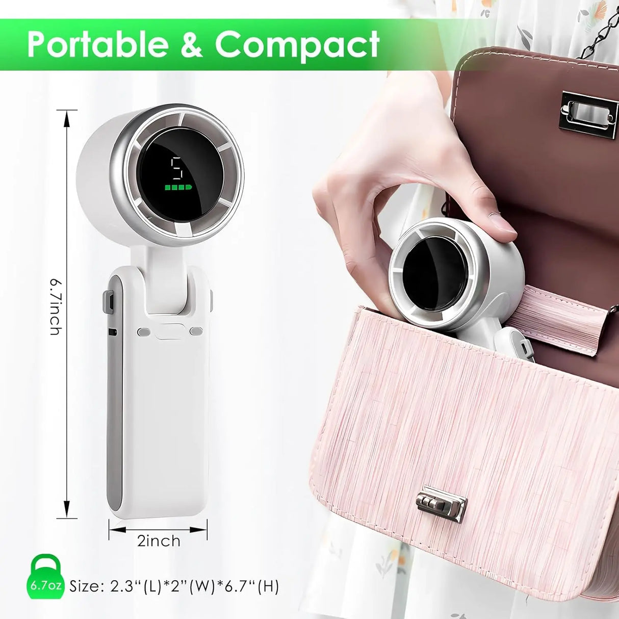 USB Charging Mini Handheld High-speed Digital Display Fan