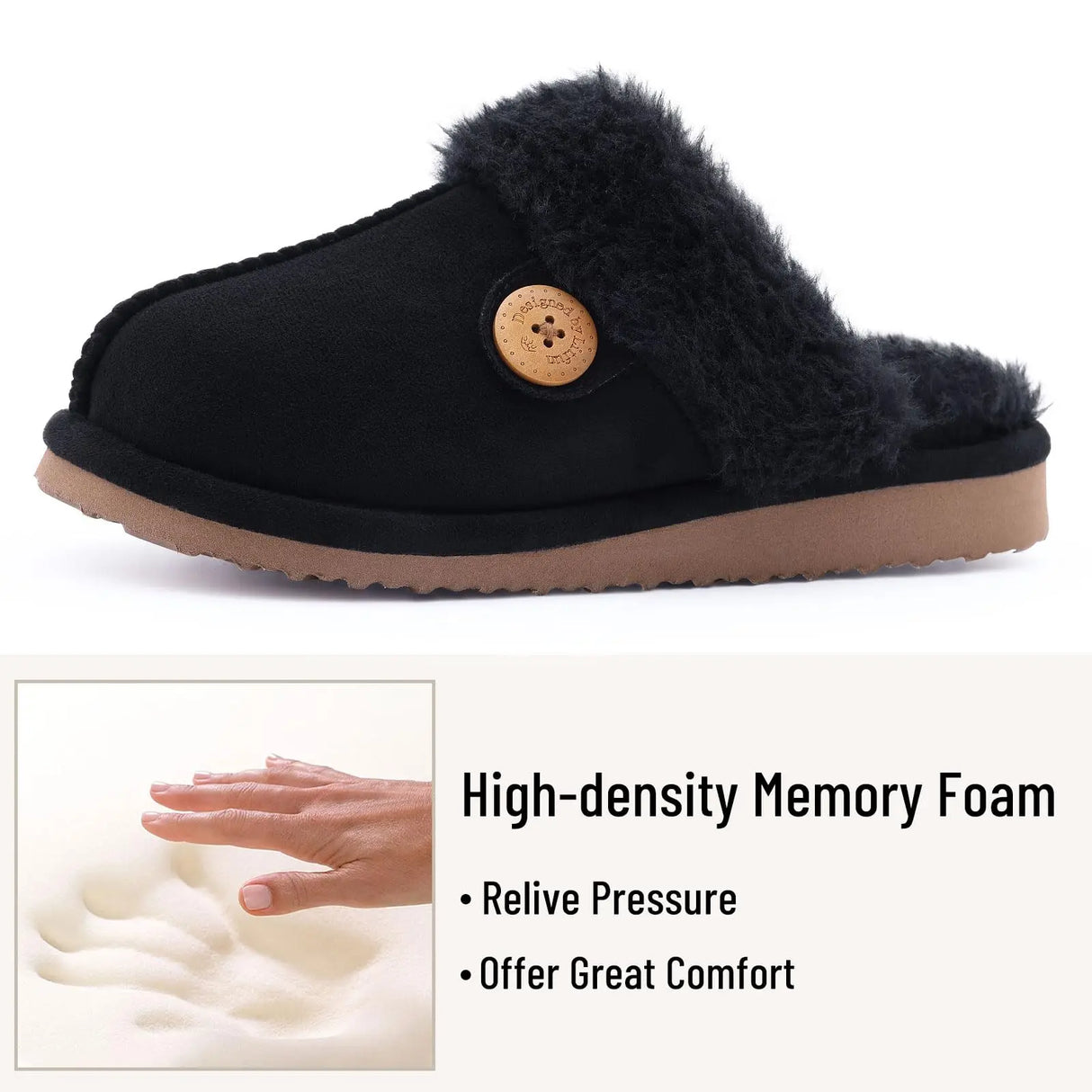 Evshine Women's Fur Plush Warm Slippers With Rubber Soles