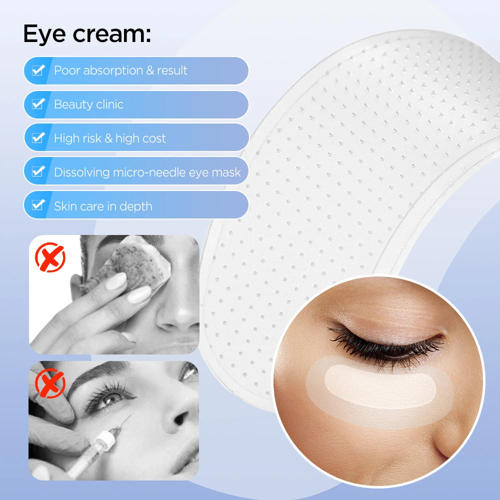 1-10PCS Hyaluronic Acid Microneedle Eye Patches Mask for Anti Wrinkle Or Aging Dark