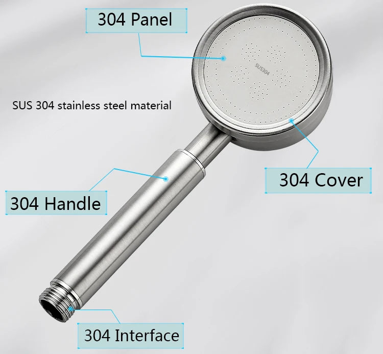 Stainless Steel Pressurized Rain Shower Head With Filter