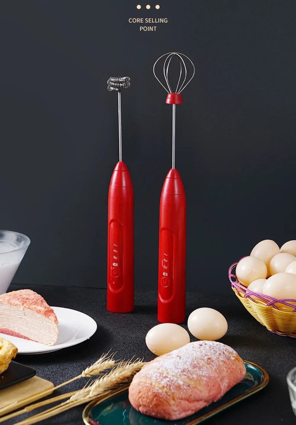 USB Rechargeable Handheld Electric 3-Speed Frother