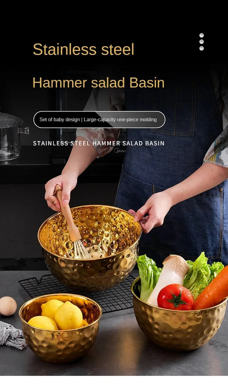 Stainless Steel Hammer Point Fruit Or Mixing Bowl