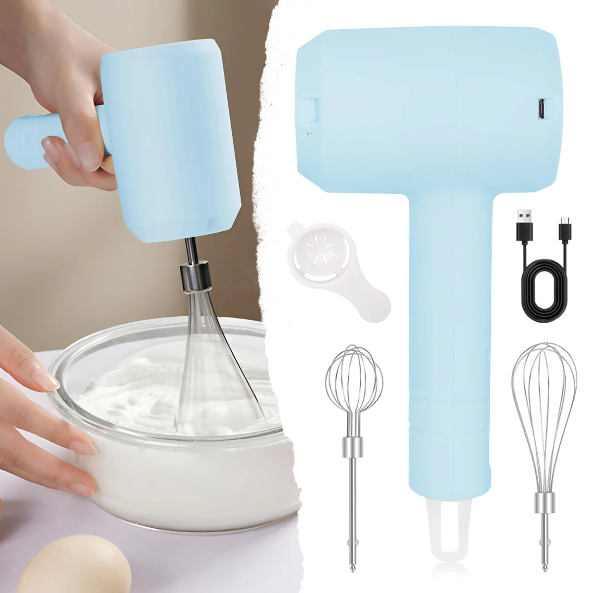 1Pcs Electric Portable 3-speed Whisk