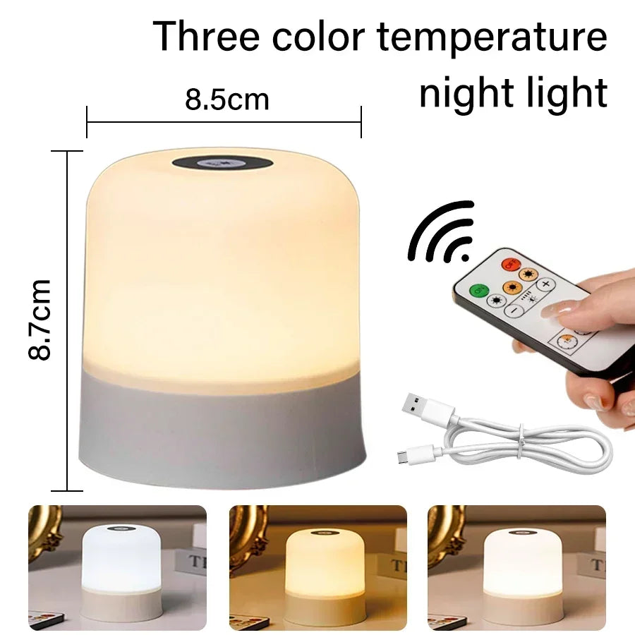 Rechargeable Led Dimmable Multicolor Night Light with Remote Control Or Touch Switch