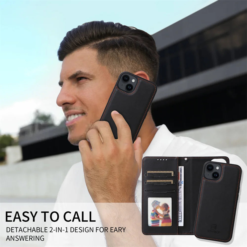 BETOPNICE 2 in 1 Detachable Magnetic Leather Case for iPhone 15 Pro Max 12 13 Mini 14 Plus