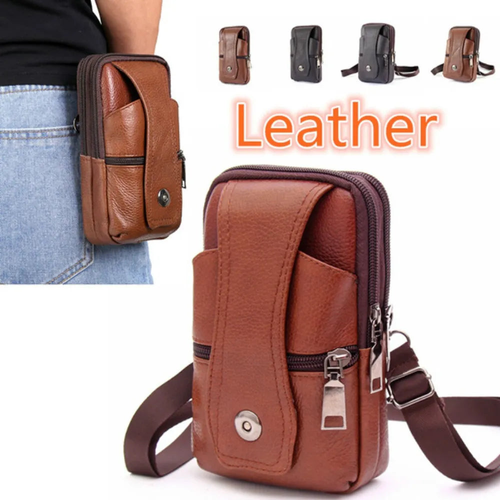 Men Leather Waist Belt Bag.