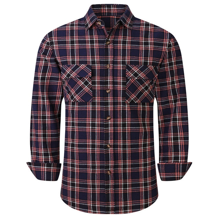 Men's Plaid Flannel Casual Long-Sleeved Shirt. Sizes For (USA SIZE S M L XL 2XL)
