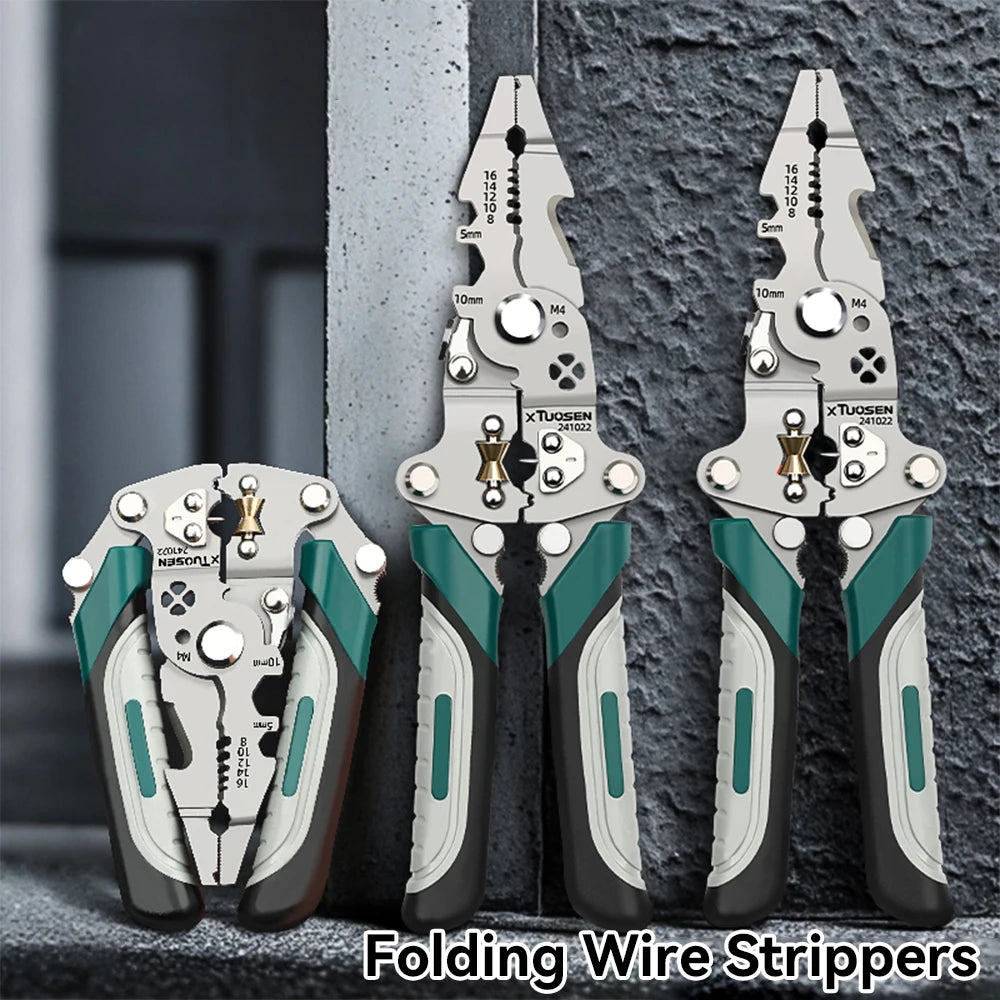 Multi-Functional 8-in-1 205mm Light weight Wire Stripping Folding Pliers