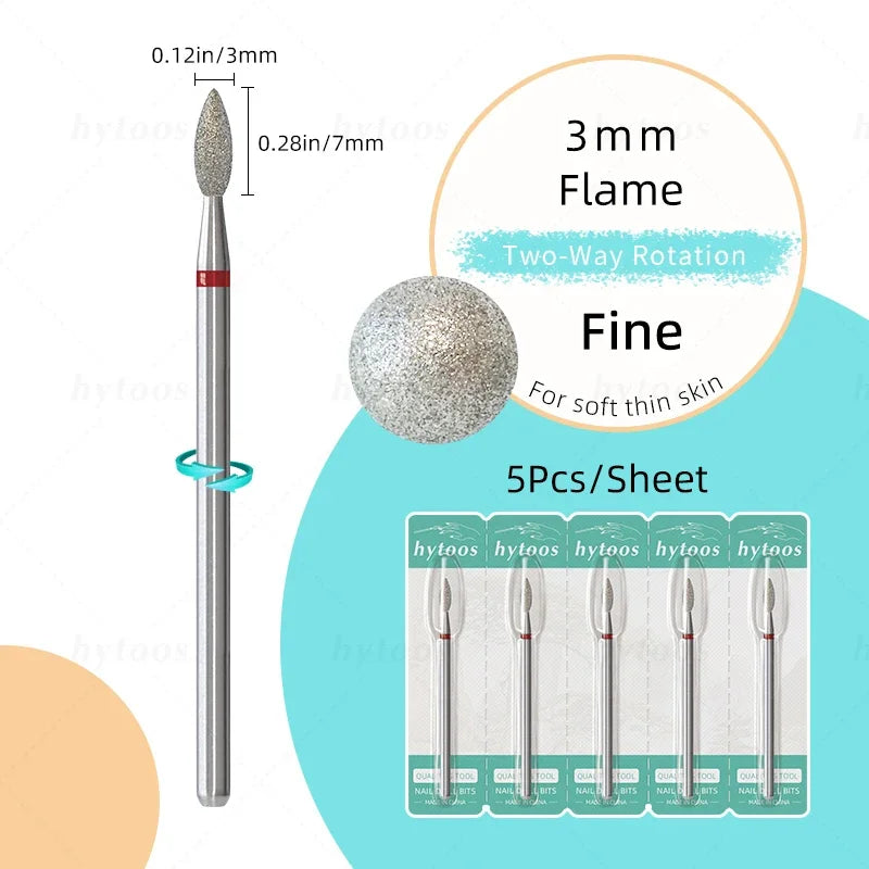 HYTOOS 5Pcs/Set Diamond Nail Drill Bits To Clean Cuticles And Nails