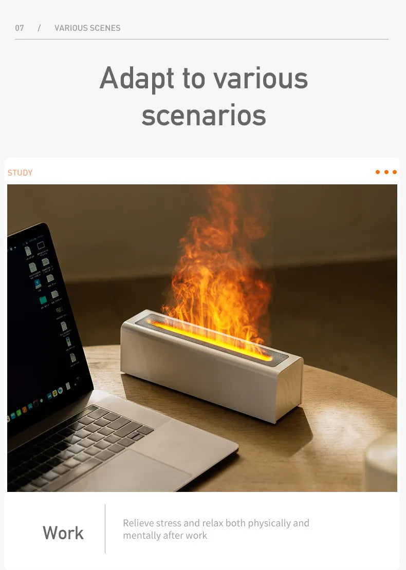 USB Realistic Fire Flame Aromatherapy cool Mist Or Essential Oil Diffuser