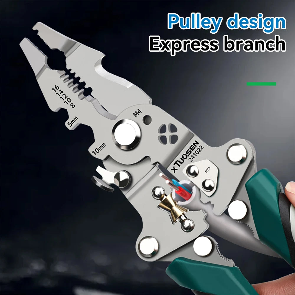 Multi-Functional 8-in-1 205mm Light weight Wire Stripping Folding Pliers