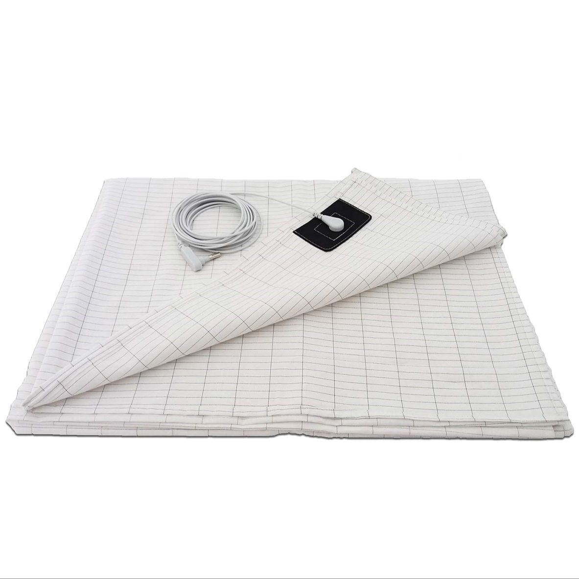 White Earthing Bed Sheet / Pillowcase with Conductive Silver Fiber, USB Cord For Grounded Antistatic Health Protection.