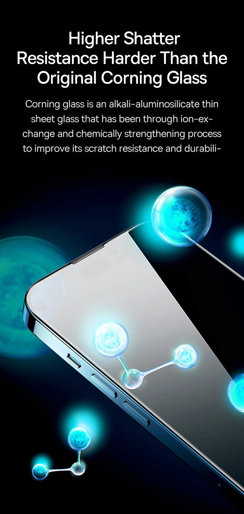 Baseus 0.4mm Corning Tempered Glass Screen Protector For iPhone 16 15 14 13 Pro Max