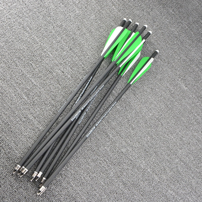12pcs Archery Carbon Arrow 16/17/18/20/22inch Crossbow Bolts Diameter 8.8mm Arrows for Outdoor Shooting.