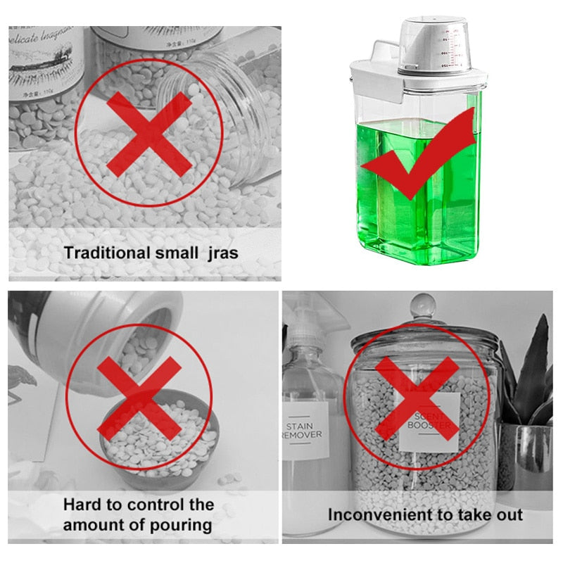 METKA Multipurpose Plastic Storage Container with Measuring Cup. Great for Laundry Powder, Cereal or Pet food.