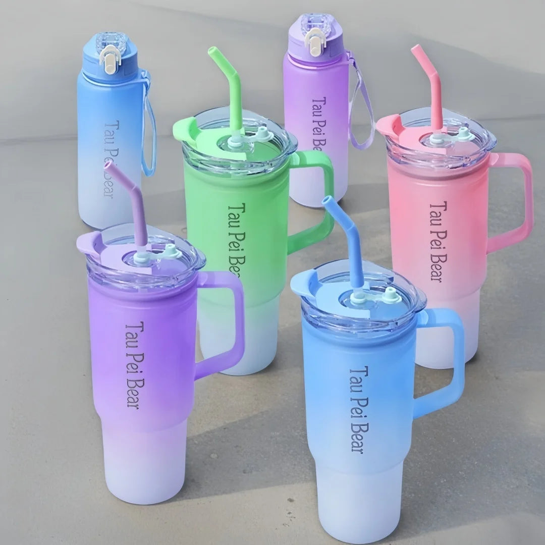 40oz Plastic 3 Piece Set Car Cup With Straw