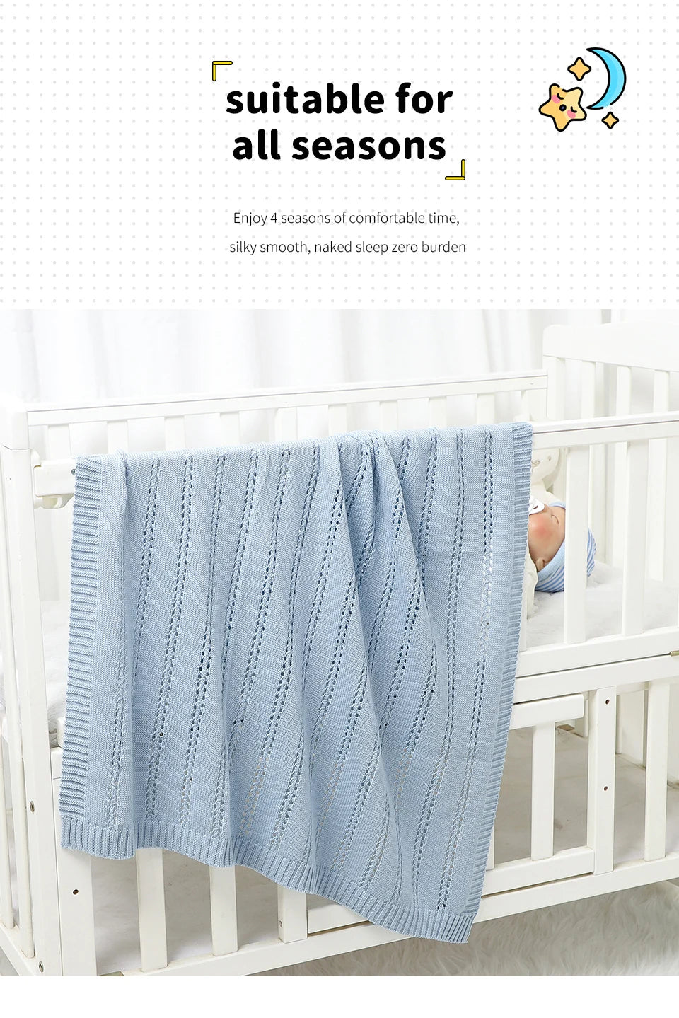 Vertical Stripes Solid Color Baby Cotton Blankets